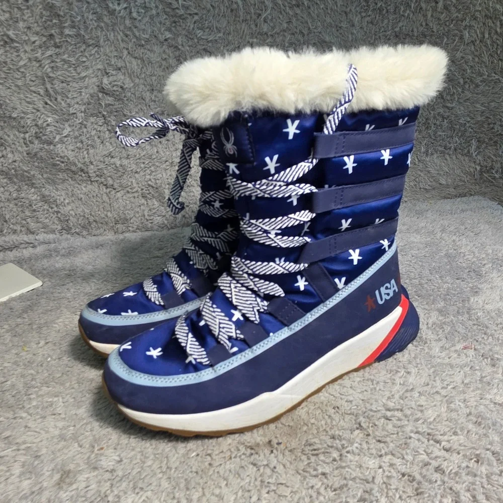 Spyder Altitude Waterproof Snow Boots‎ Blue Star Team USA Women 8.5 Excellent